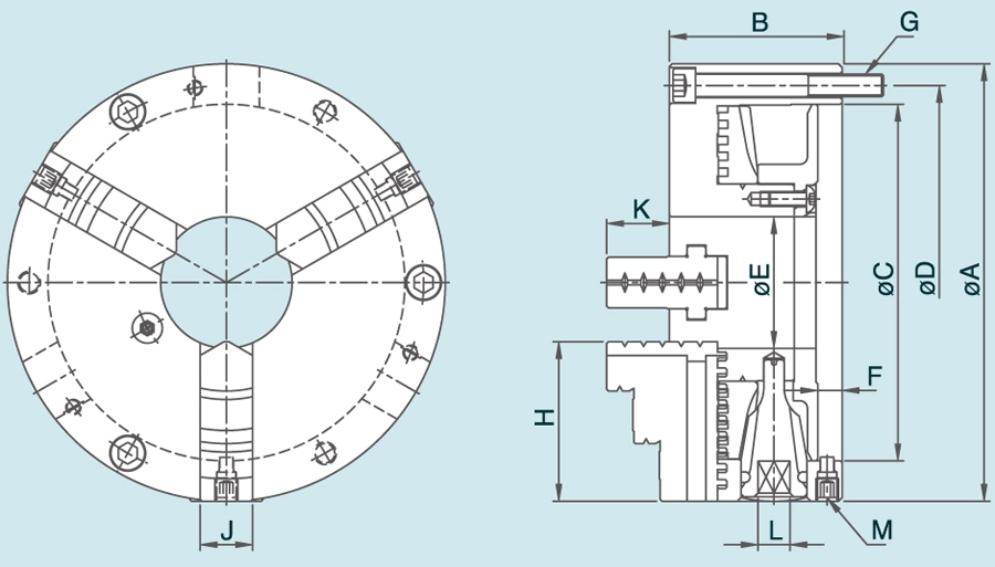 CT 3-Jaw Adjustment Steel Body Scroll Chucks