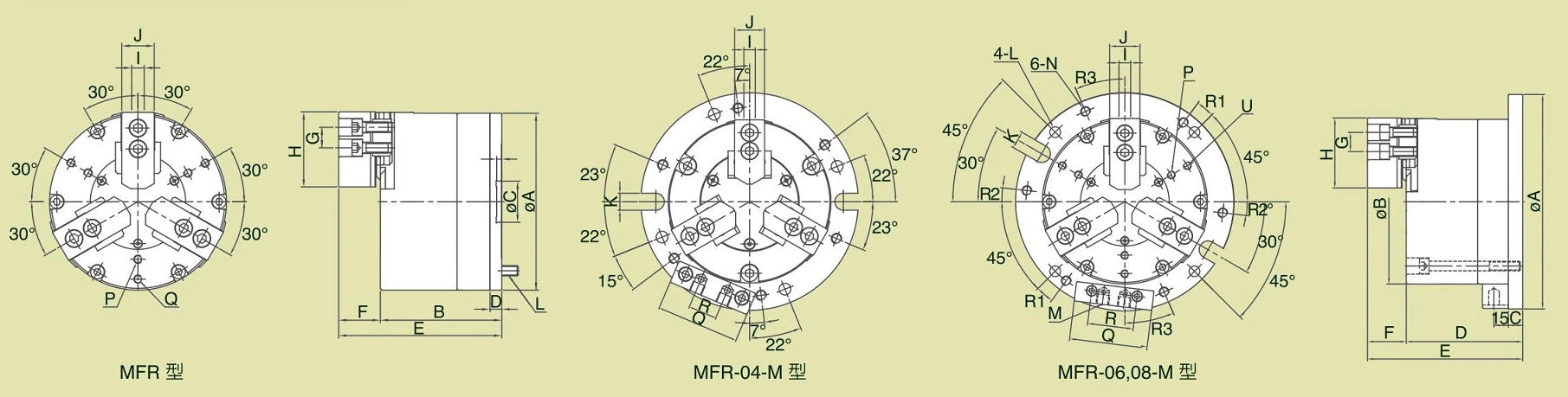 MFR, MFR-M 3-Jaw Air Chucks Fixture (ลูกสูบคู่)