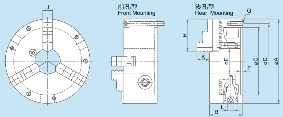 JIS 3-Jaw Scroll Chucks