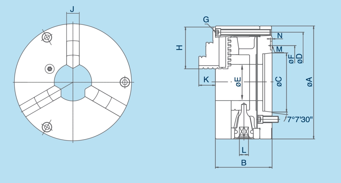 GB 3-Jaw A2 Type Scroll Chucks (แผ่นยึด)